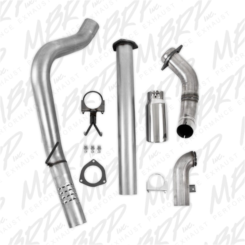 MBRP 11-14 Ford 6.7L F-250/350/450 4in Filter Back Single Side Exit Alum and Down Pipe Exhaust.