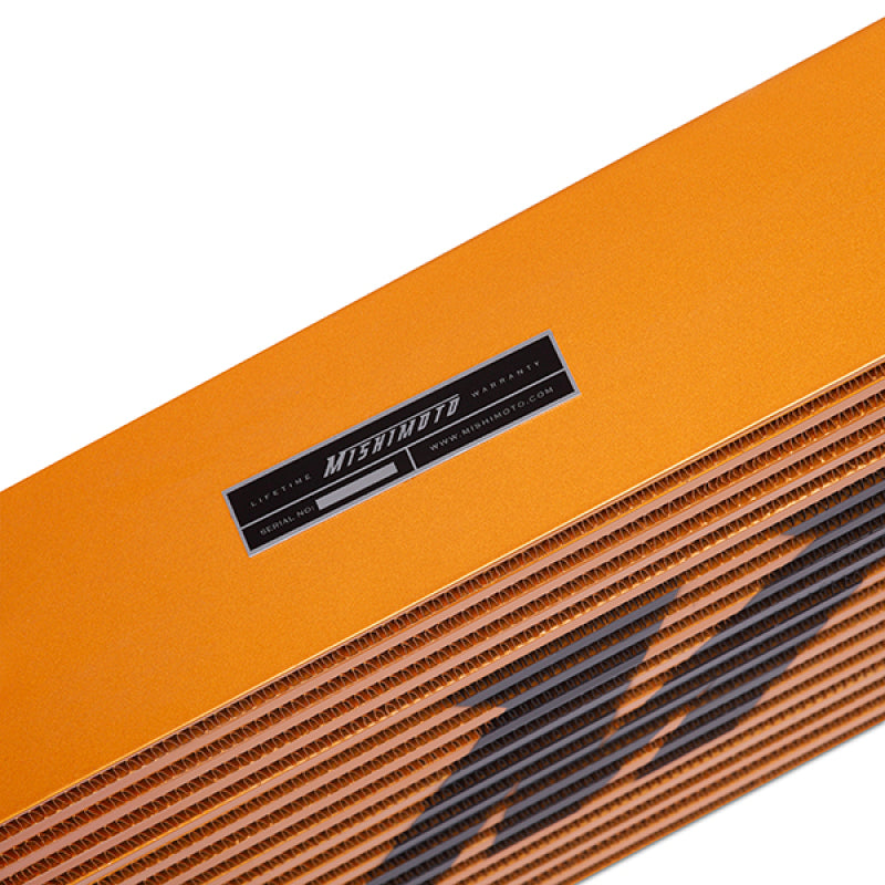 Mishimoto Universal Gold R Line Intercooler Overall Size: 31x12x4 Core Size: 24x12x4 Inlet / Outlet.