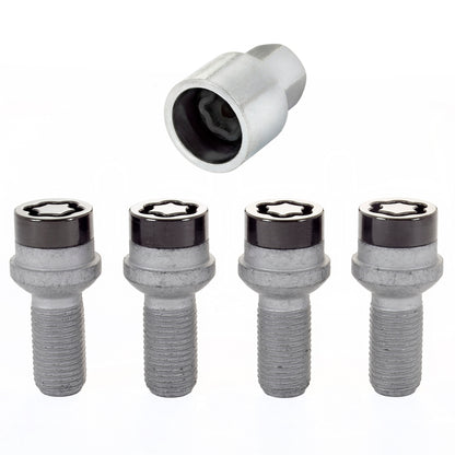 McGard Wheel Lock Bolt Set - 4pk. (Radius Seat) M14X1.5 / 17mm Hex / 26.7mm Shank Length - Black.