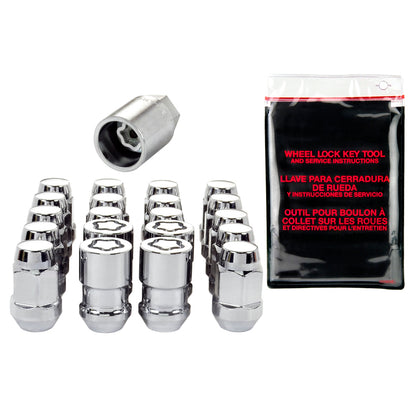 McGard 5 Lug Hex Install Kit w/Locks (Cone Seat Nut / Bulge) M12X1.5 / 3/4 Hex / 1.45in L - Chrome.