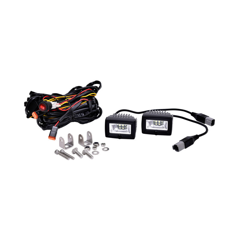 KC HiLiTES C-Series 2in. C2 LED Light 20w Area Flood Beam (Pair Pack System) - Black.