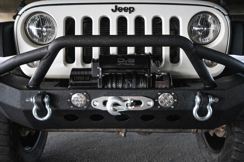 DV8 Offroad 07-18 Jeep Wrangler JK/JL FS-8 Mid Length Steel Front Bumper w/ LED Lights