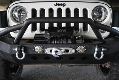 DV8 Offroad 07-18 Jeep Wrangler JK/JL FS-8 Mid Length Steel Front Bumper w/ LED Lights