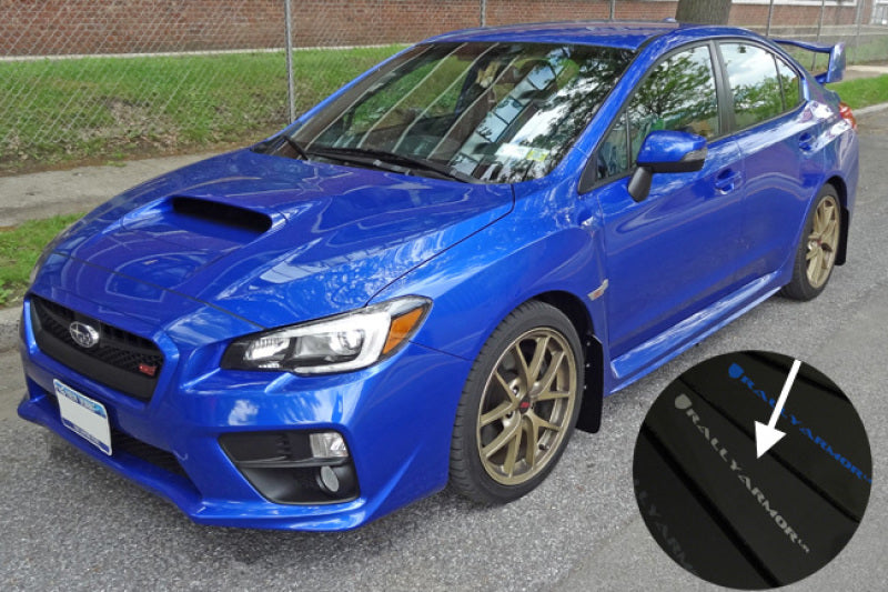 Rally Armor 15+ Subaru WRX & STi Sedan Only UR Black Mud Flap w/ Silver Logo.