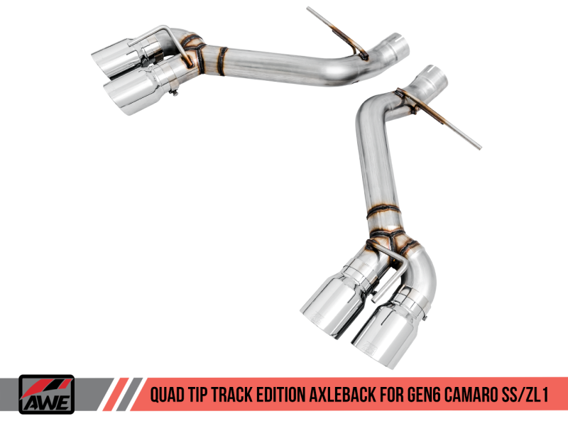 AWE Tuning 16-19 Chevrolet Camaro SS Axle-back Exhaust - Track Edition (Quad Chrome Silver Tips).