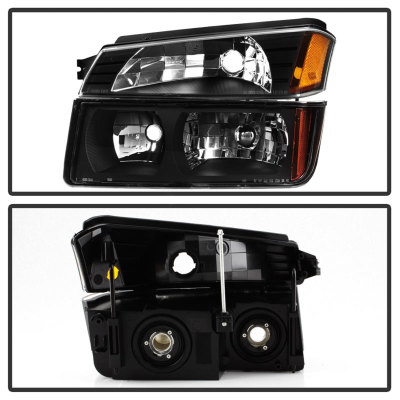 xTune 02-06 Chevy Avalanche w/Cladding OEM Bumper Light & Headlights - (BLACK) (HD-JH-CAVA02-SET-BK).
