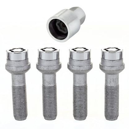 McGard Wheel Lock Bolt Set - 4pk. (Radius Seat) M14X1.5 / 17mm Hex / 45.0mm Shank Length - Chrome.