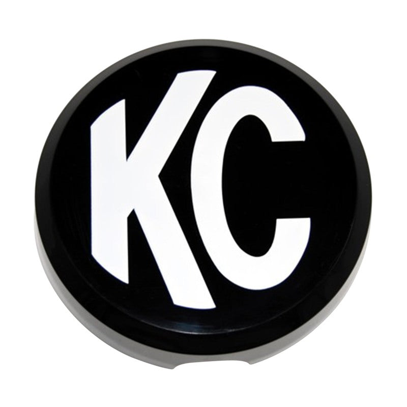 KC HiLiTES 6in. Round Hard Cover for Daylighter/SlimLite/Pro-Sport (Single) - Black w/White KC Logo.