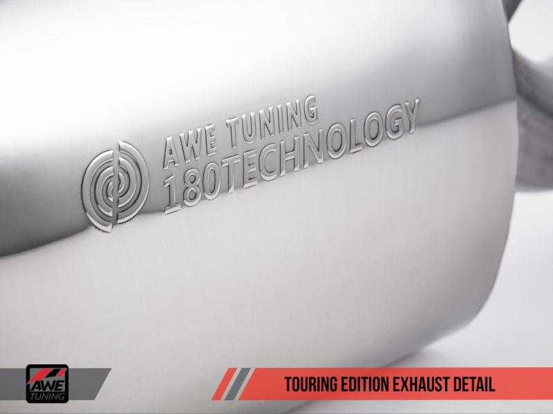 AWE Tuning BMW F3X 340i Touring Edition Axle-Back Exhaust - Chrome Silver Tips (102mm).