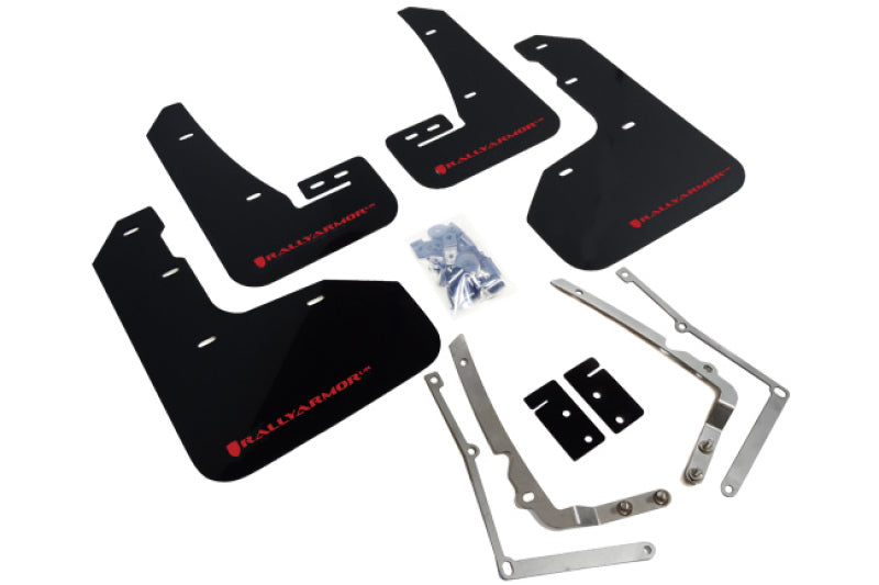Rally Armor 2015-2016 VW Golf R UR Black Mud Flap w/ Red Logo.