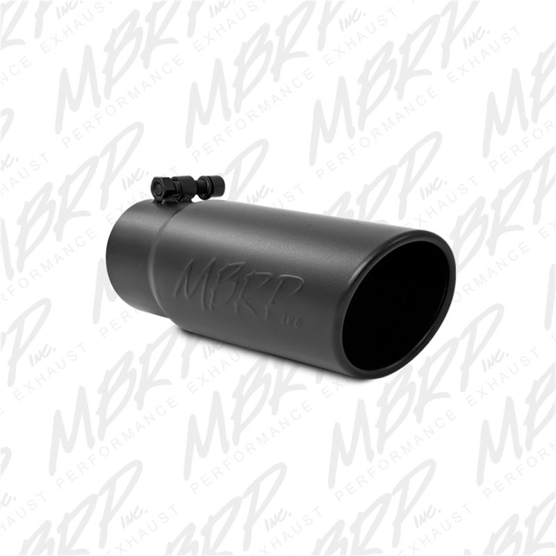 MBRP Universal Tip 3-1/2in O.D. Angled Rolled End - 3in ID Inlet 10in Length - Black.