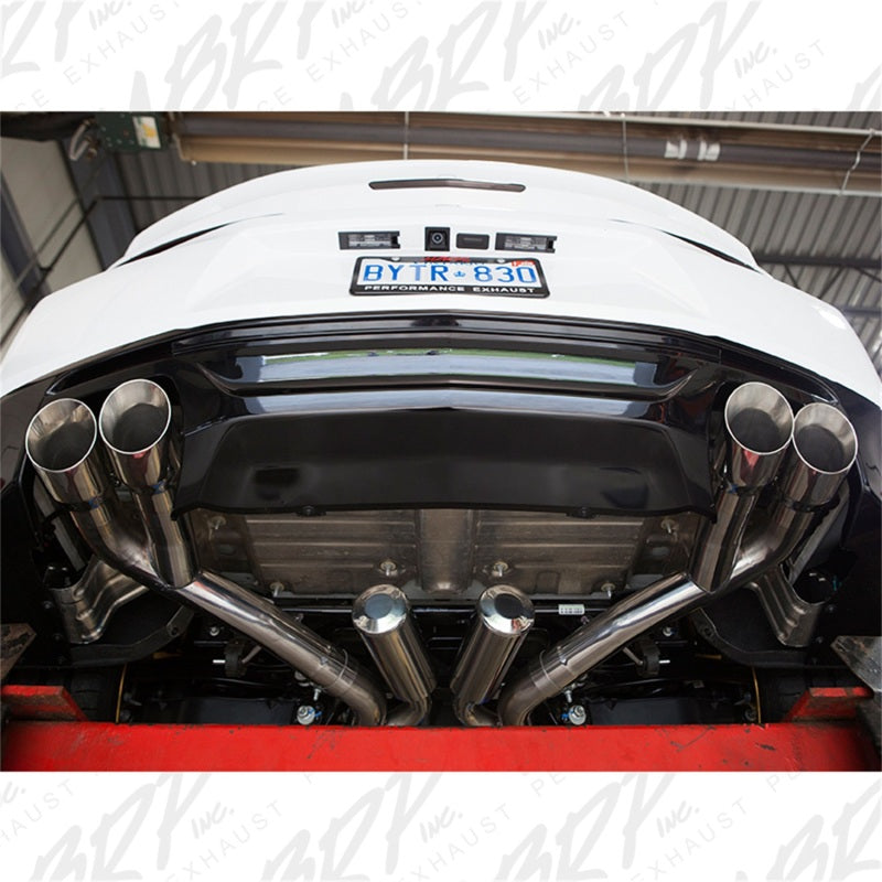 MBRP 2016 Chevy Camaro V8 6.2L 6spd 3in T409 Race Dual Cat Back w/ 4.5in Quad Dual Wall Tips.
