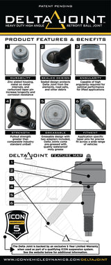 ICON 01-10 GM HD Tubular Upper Control Arm Delta Joint Kit.