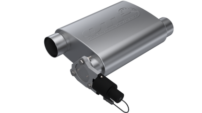 QTP 3in Weld-On 304SS Reverse Screamer Muffler w/Bolt-On QTEC Electric Cutout.
