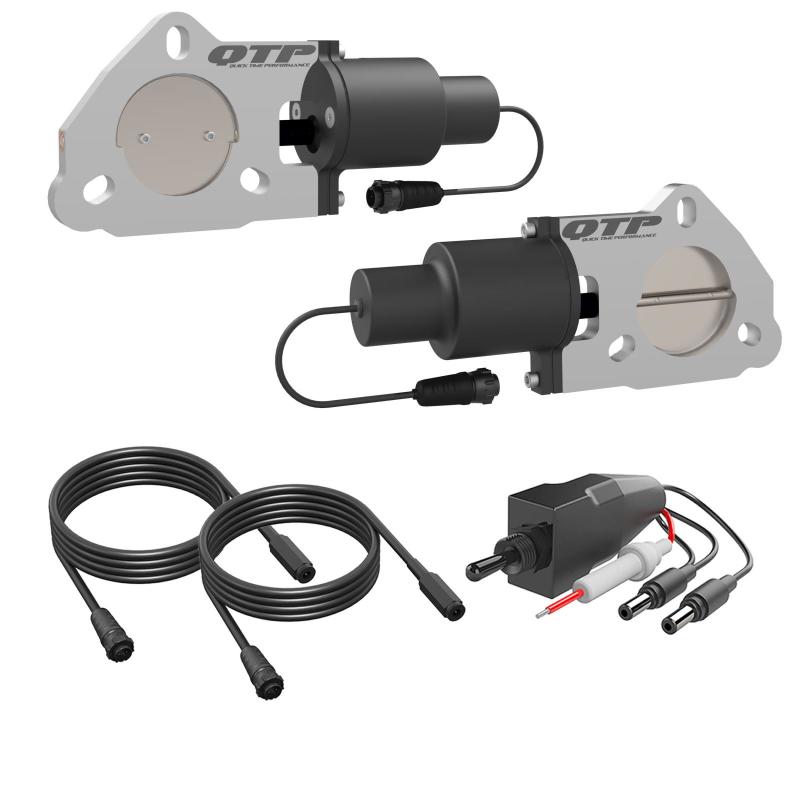 QTP 2.25in Bolt-On QTEC Dual Electric Cutout Valves - Pair.