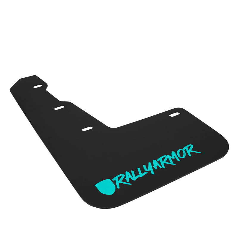 Rally Armor 15+ Subaru WRX & STi Sedan Only UR Black Mud Flap w/ Teal Logo and Altered Font.