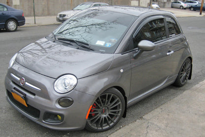 Rally Armor 12+ Fiat 500 (Pop/Sport/Lounge/Abarth) Black Mud Flap w/ Red Logo.