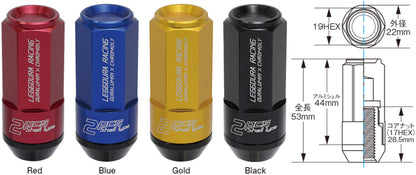 Project Kics Leggdura Racing Shell Type Lug Nut 53mm Open-End Look 16 Pcs + 4 Locks 12X1.5 Red.