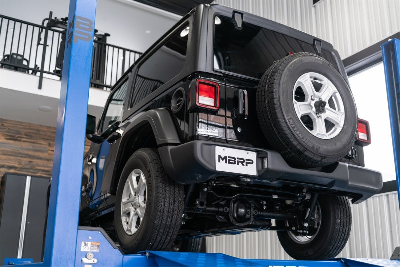 MBRP 18-20 Jeep Wrangler JL 2.5in Single Rear Exit Cat Back Exhaust - Aluminum.