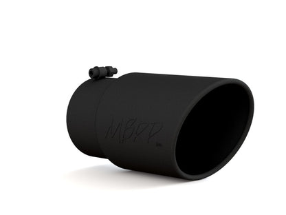 MBRP Universal Tip 6in O.D. Angled Rolled End 5 inlet 12 length - Black Finish.