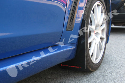 Rally Armor 2008+ Mitsubishi EVO X UR Black Mud Flap w/ Red Logo.
