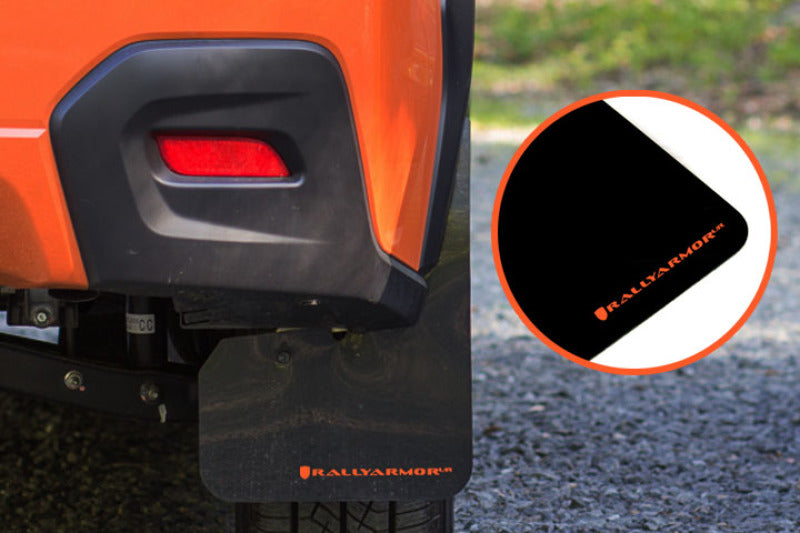 Rally Armor 13-17 Subaru XV Crosstrek Black Mud Flap w/ Orange Logo.
