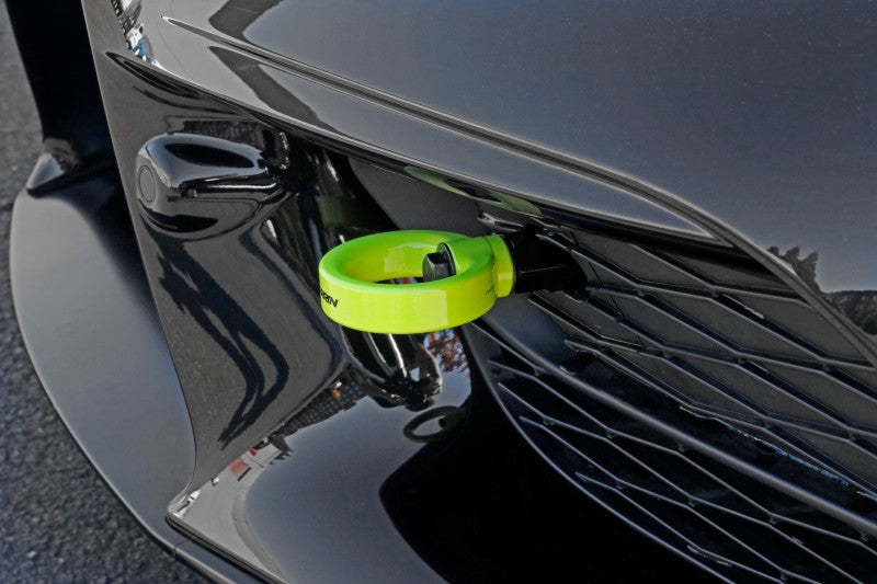 Perrin 2020 Toyota Supra Tow Hook Kit (Front) - Neon Yellow.