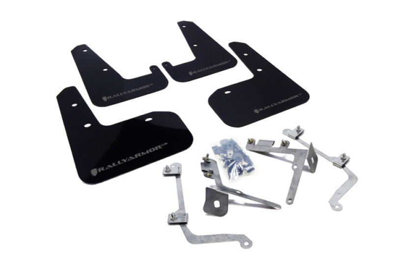 Rally Armor 11+ STI/WRX Sedan Only UR Black Mud Flap w/ Grey Logo.