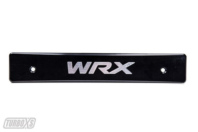 Turbo XS 15-17 Subaru WRX/STi Billet Aluminum License Plate Delete Black Machined WRX Logo.