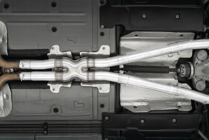 MBRP 15-16 Dodge Challenger 5.7L HEMI SS 3in Quad Split Rear Exit w/ Carbon Fiber Tips - T304.