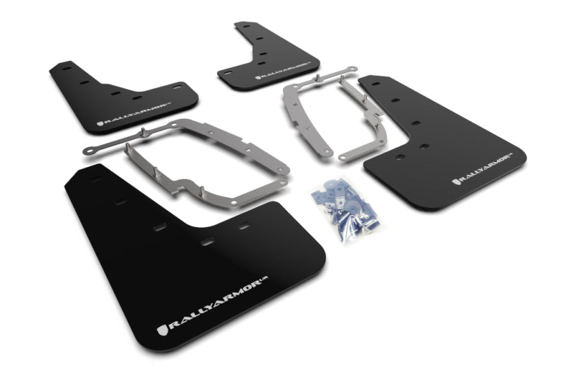 Rally Armor 17+ Tesla Model 3 UR Black Mud Flap w/ White Logo.