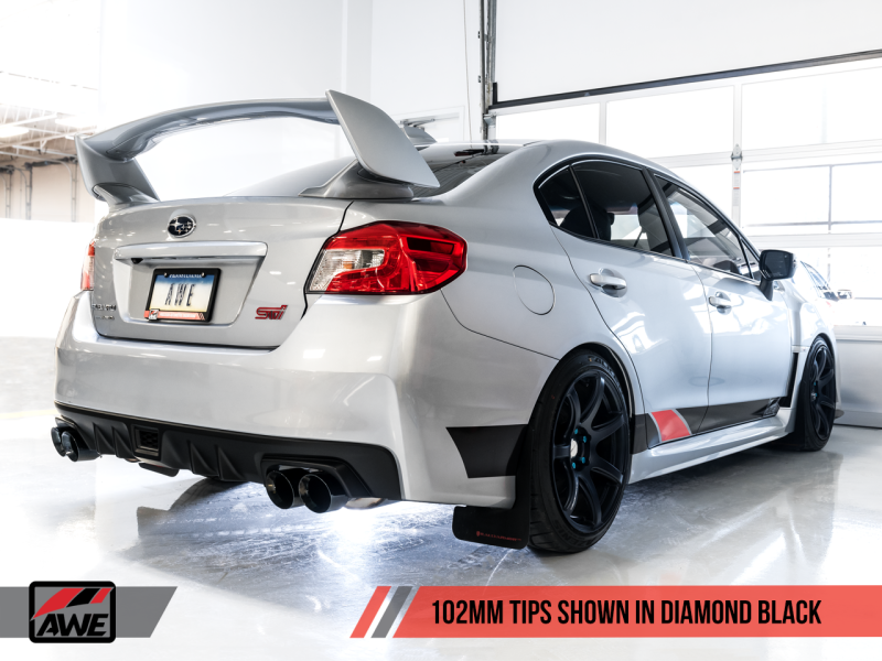 AWE Tuning Subaru STI VA / WRX GV / STI GV Sedan Touring Edition Exhaust - Diamond Black Tip (102mm).