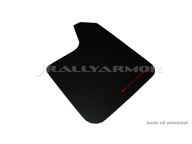 Rally Armor Universal fitment (no hardware) Basic Black Mud Flap w/ Red Logo.