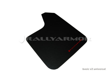 Rally Armor Universal fitment (no hardware) Basic Black Mud Flap w/ Red Logo.