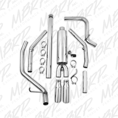 MBRP 14 Chevy/GMC 1500 Silverado/Sierra 4.3L V6/5.3L V8 Dual Split Rear T409 3in Cat Back Exhaust.