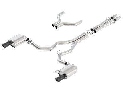 Borla Atak Cat-Back 15-17 Ford Mustang GT 5.0L V8 MT/AT 3in pipe 4in Black Chrome Tips.