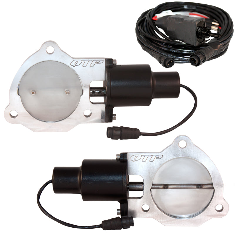 QTP 3.5in Bolt-On QTEC Dual Electric Cutout Valves - Pair.